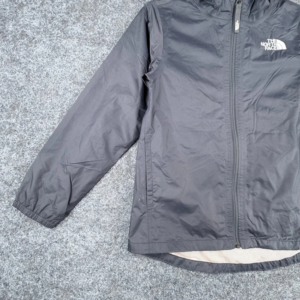 The North Face Dryvent Jacket Girls Medium 10-12 Gray Mesh Lined Hooded Full Zip